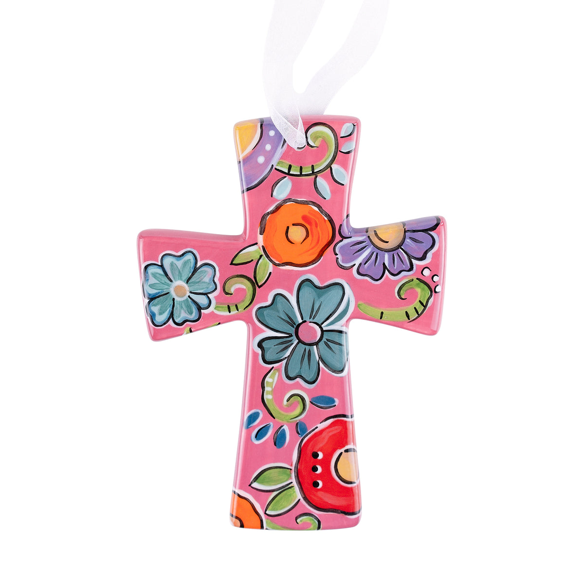 Pink Floral Cross