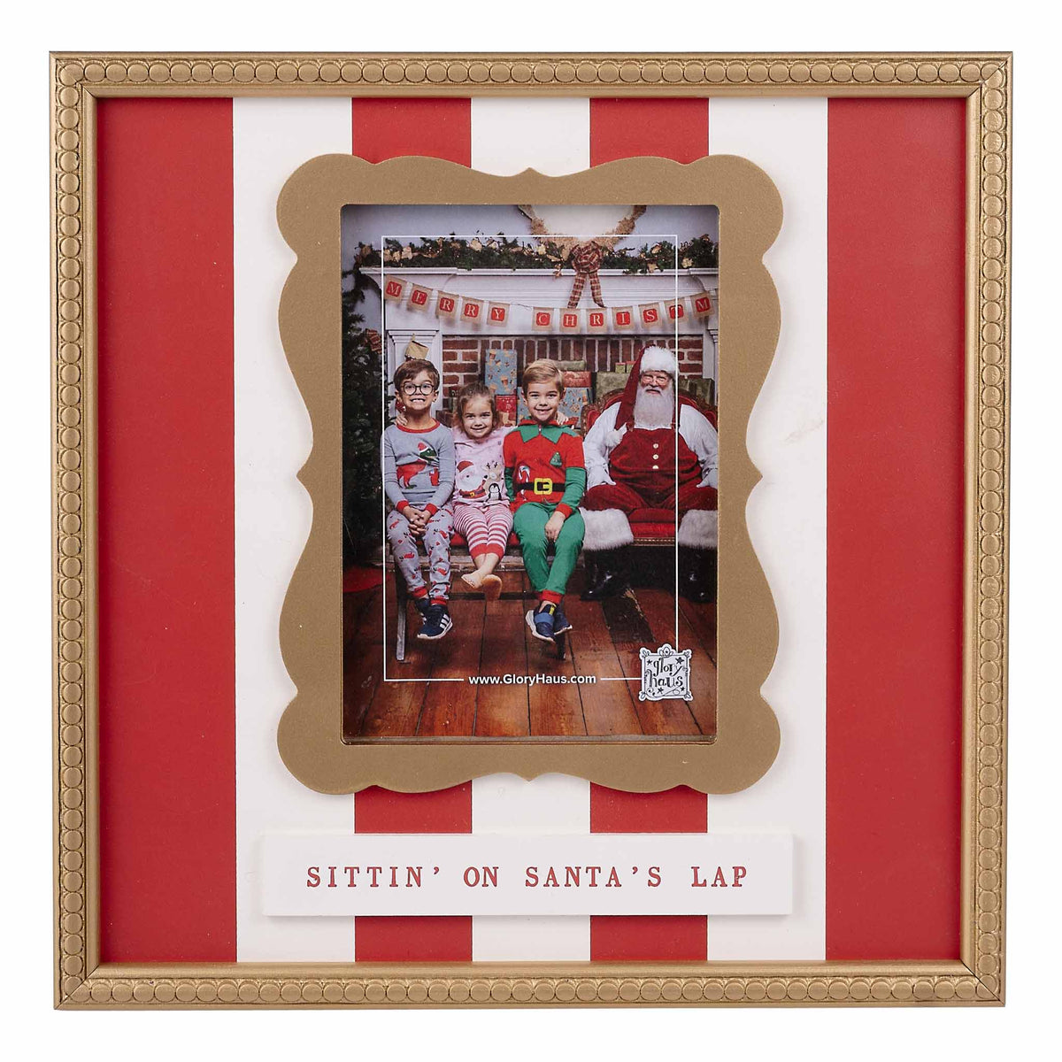 Gold Trimmed Sittin On Santa's Lap Frame