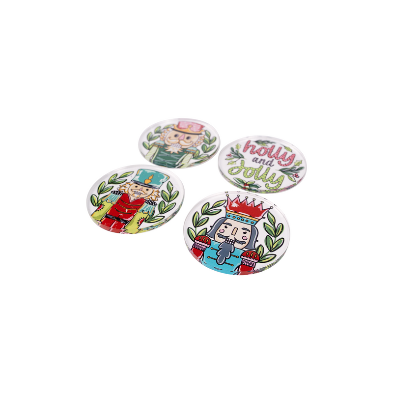 Holly Jolly Nutcracker Coaster Set/4