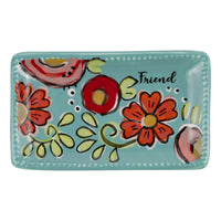 turquoise floral trinket tray