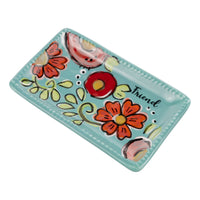 turquoise floral trinket tray