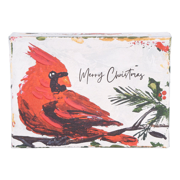 Merry Christmas Red Bird Canvas