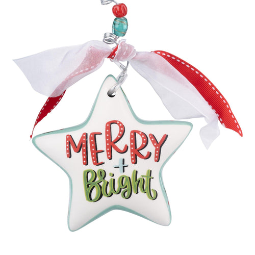Retro Merry & Bright Star Ornament - GLORY HAUS