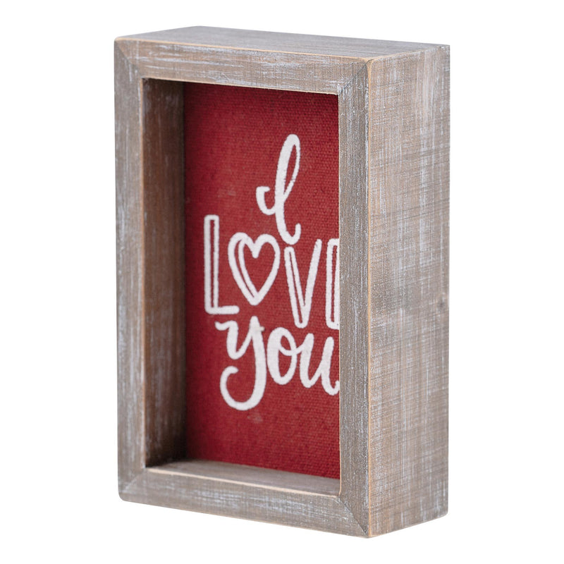 I Love You Red Linen Framed Board - GLORY HAUS 