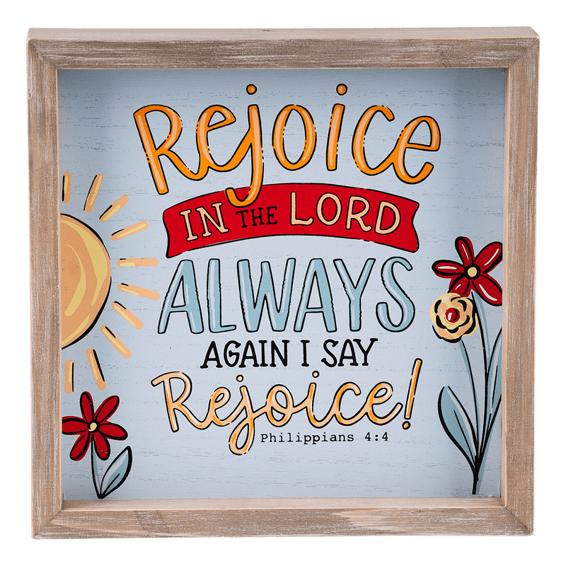 Rejoice In The Lord Always Framed Board - GLORY HAUS 