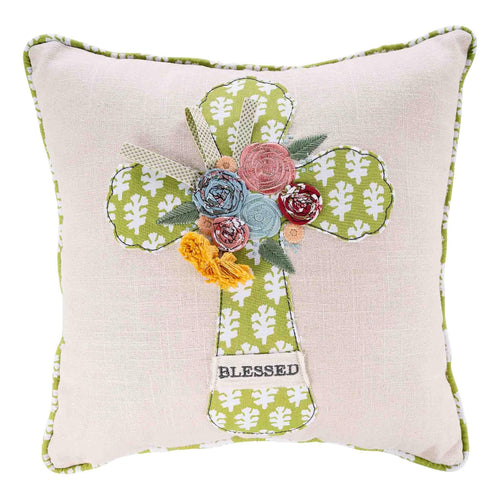 Cross Blessed Flower Pillow - GLORY HAUS 