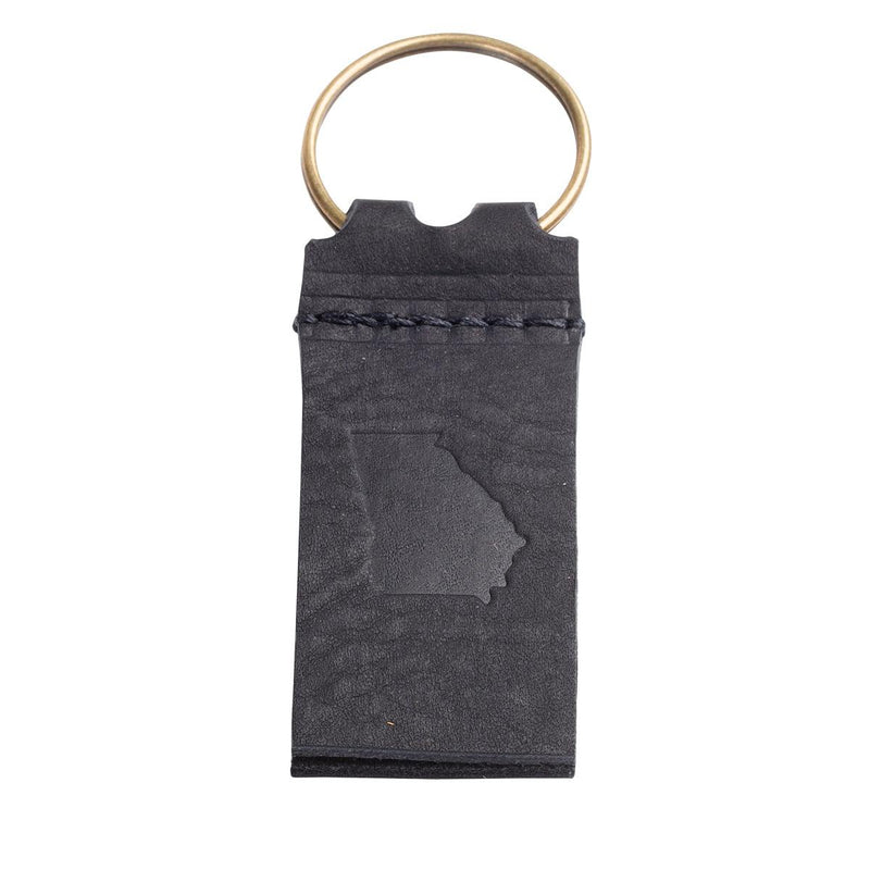 State of Georgia Key Chain in Black Leather - GLORY HAUS 