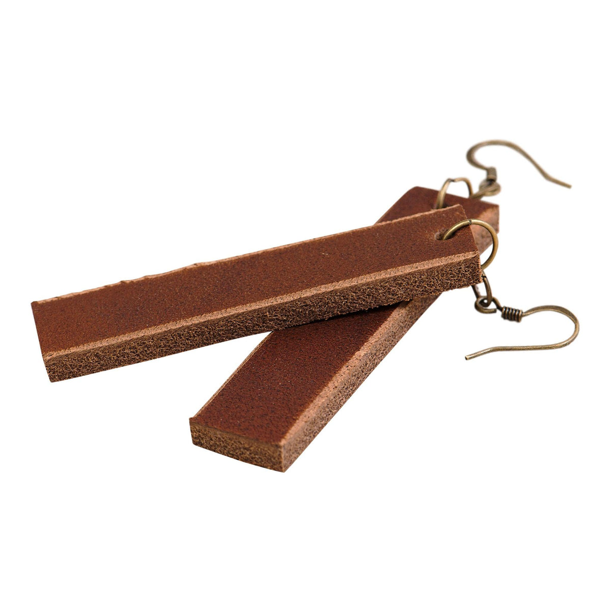 ROP-Brown Leather Earrings - GLORY HAUS 