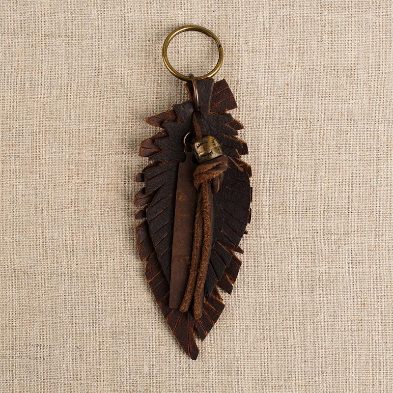 ROP-Leather Feather Keychain - GLORY HAUS