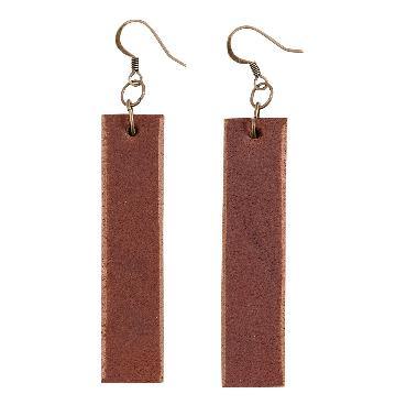 ROP-Cognac Leather Earrings – GLORY HAUS - Main Image