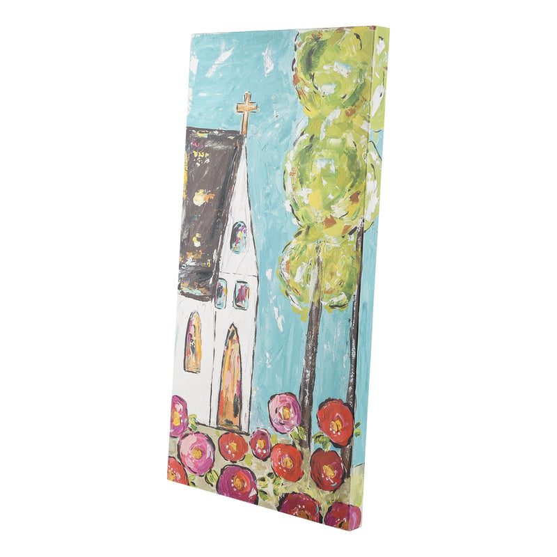 Church with Poppies Canvas