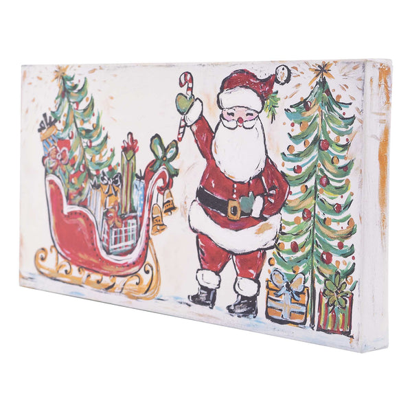 Holly Jolly Santa Sleigh Canvas