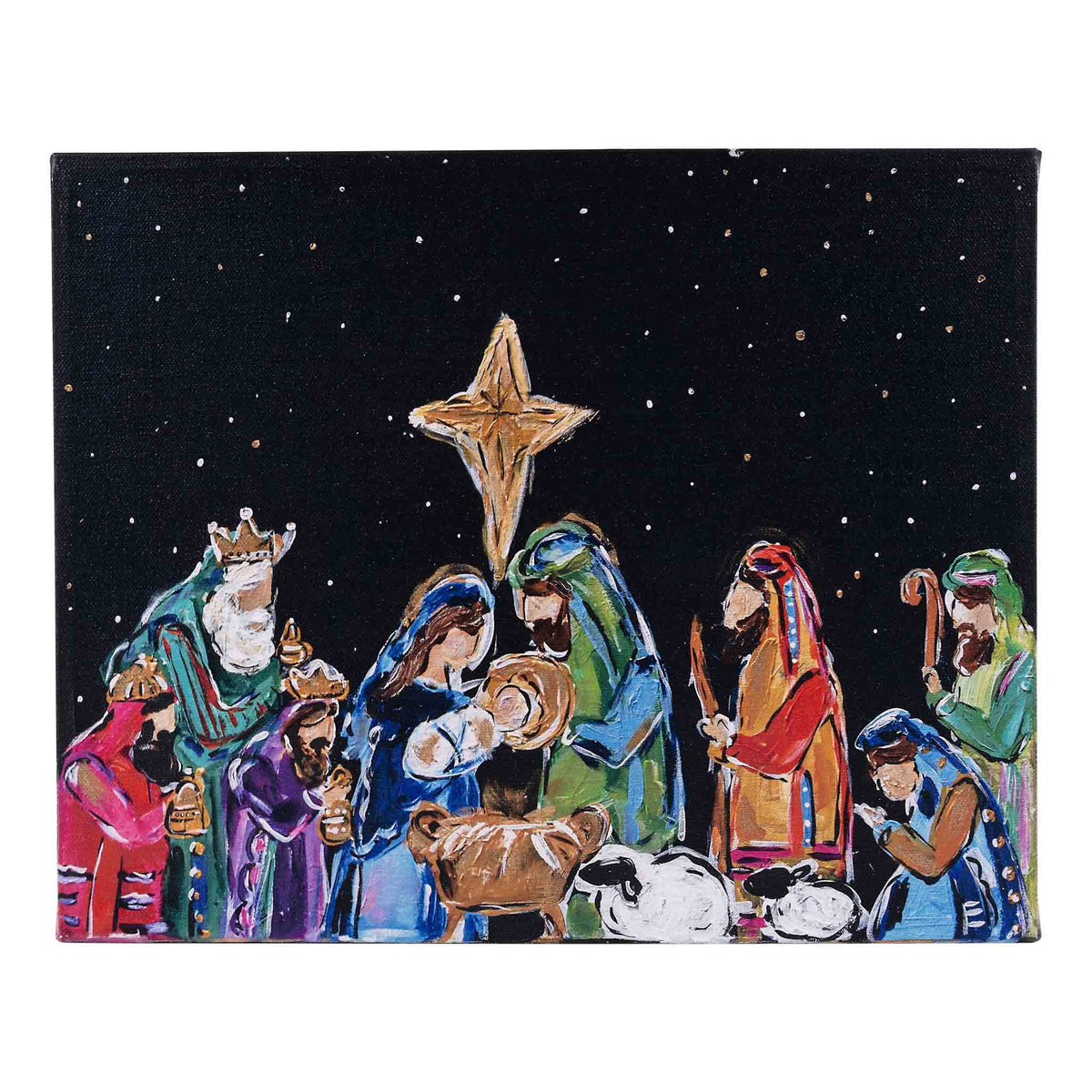 Nativity At Night Small Canvas