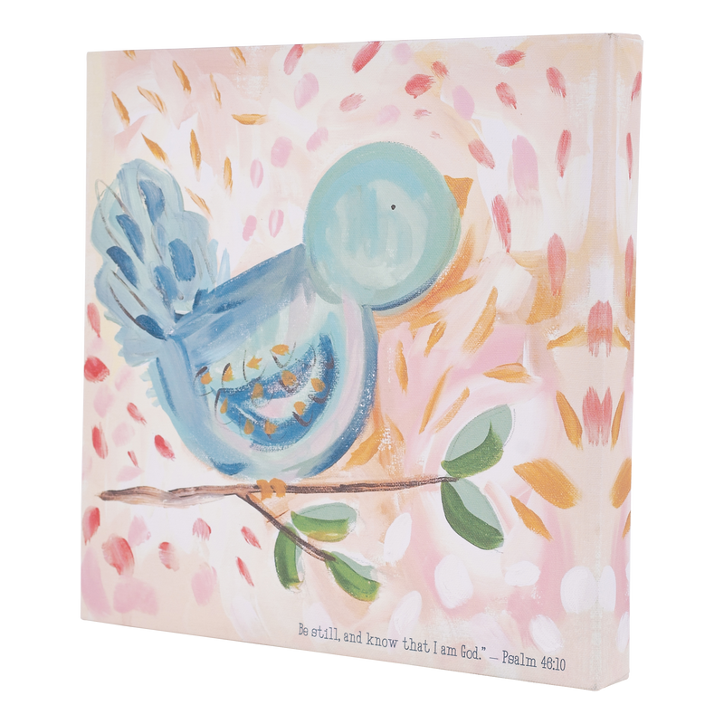 Blue Bird On Branch Canvas