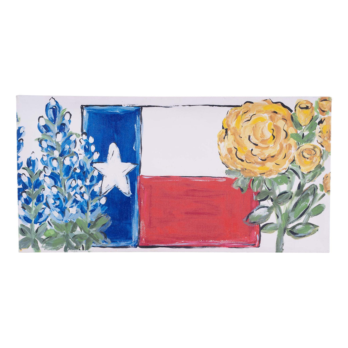 Texas Flag & Flowers Canvas