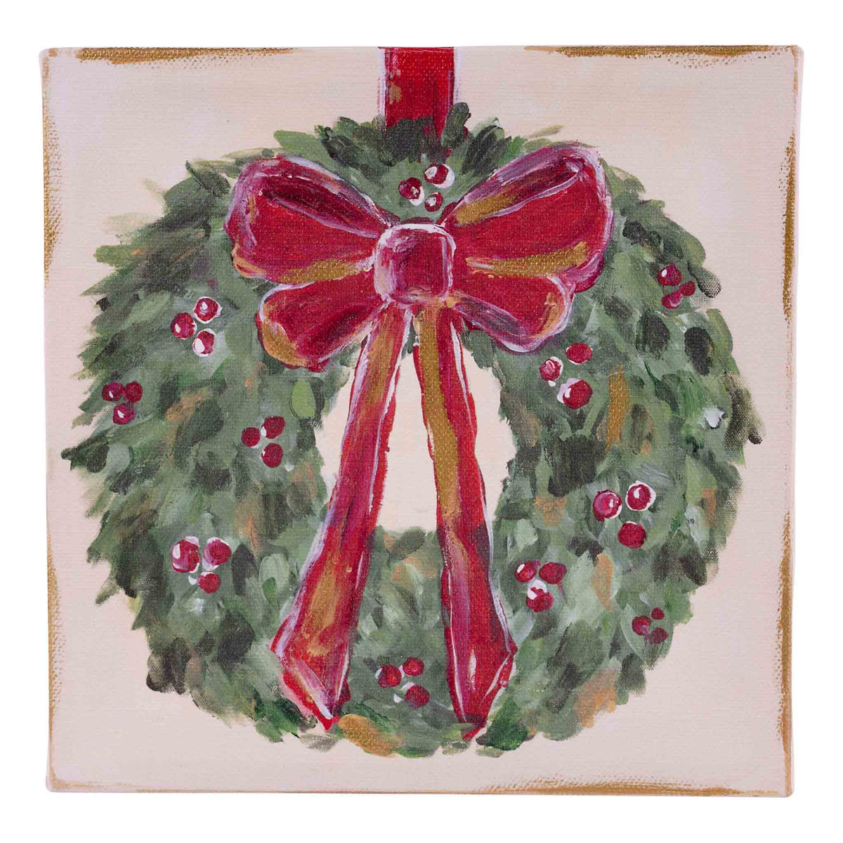Red Bow Wreath Canvas Small