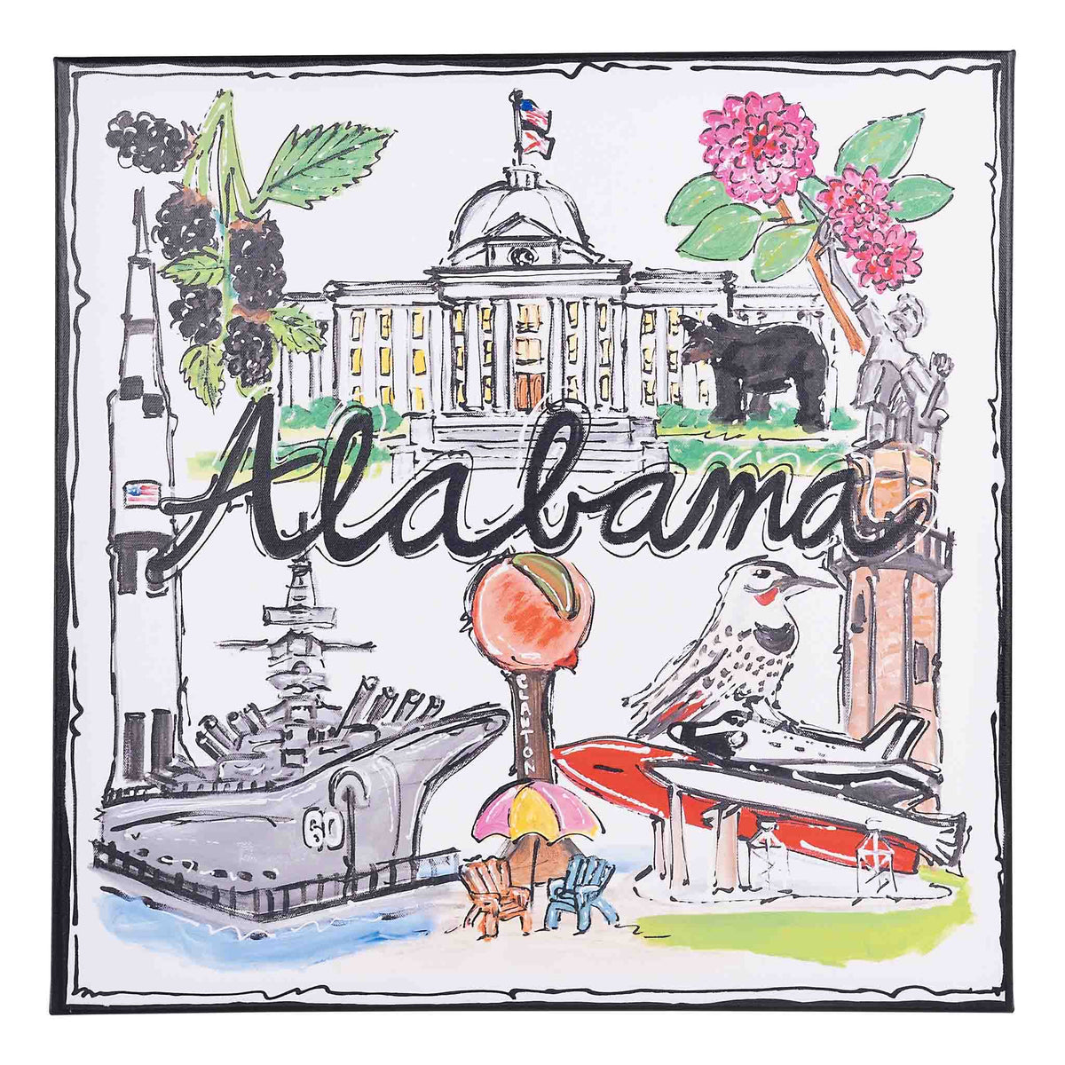 State of Alabama Icon Canvas