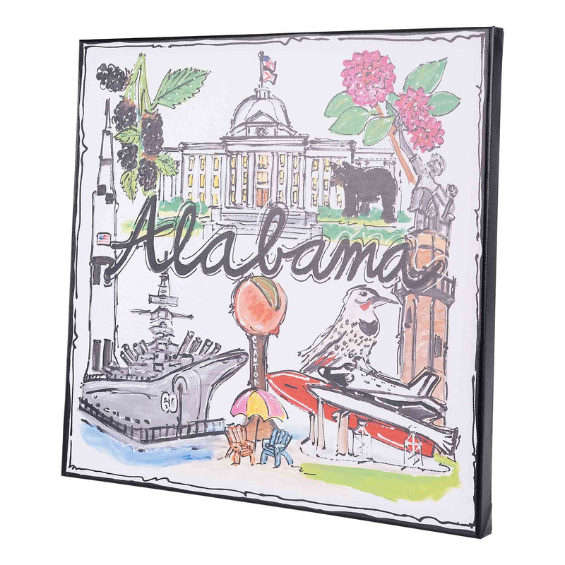 State of Alabama Icon Canvas