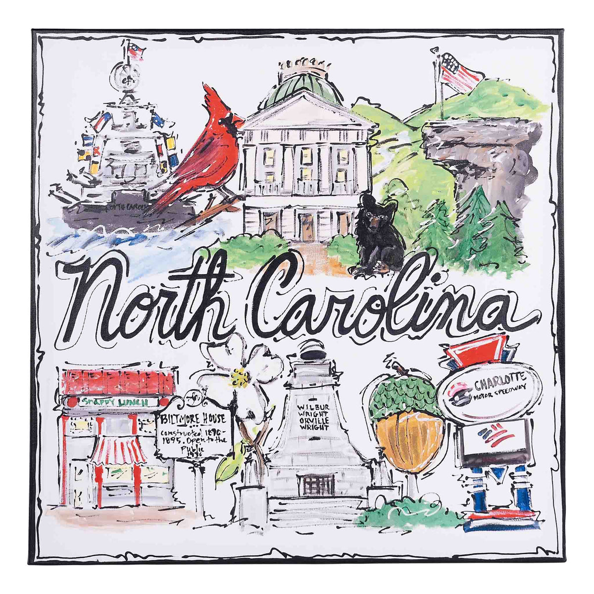 State of North Carolina Icon Canvas