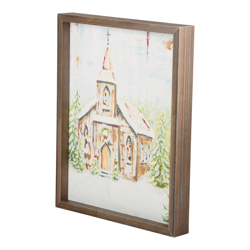 Church at Christmas Small Framed Canvas