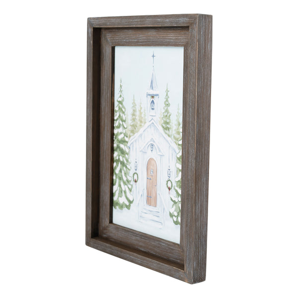 Christmas Church Small Framed Canvas