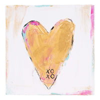 XoXo Gold Heart Wood Block