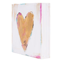 XoXo Gold Heart Wood Block