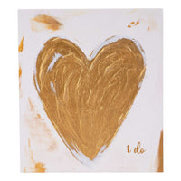 I Do Gold Heart Wood Block
