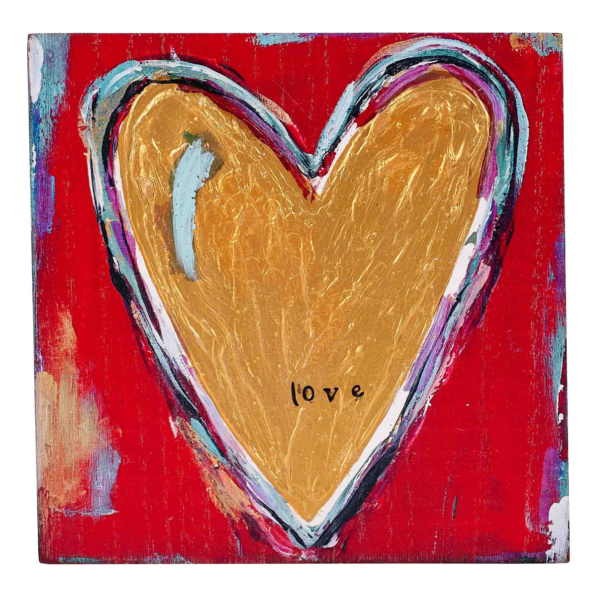 Love Red/Gold Wood Block