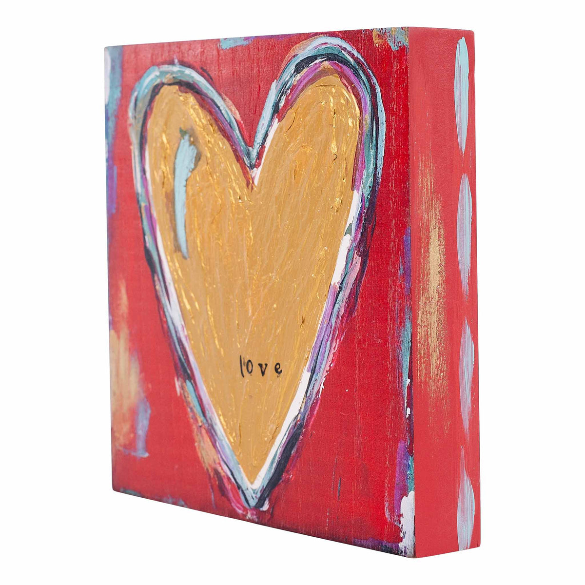 Love Red/Gold Wood Block