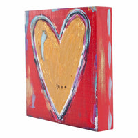 Love Red/Gold Wood Block