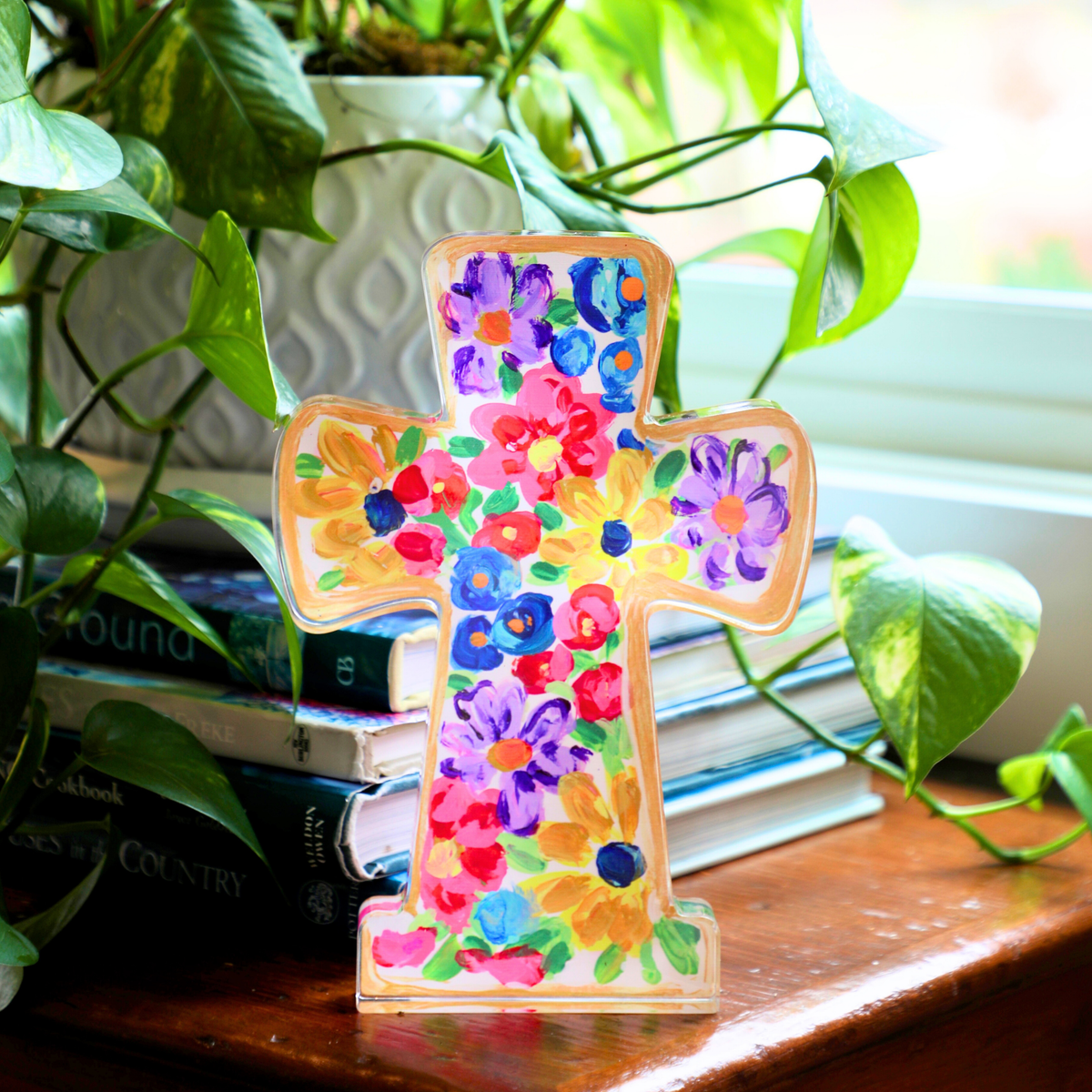 Petals and Posies Acrylic Cross