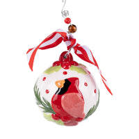 Raised Cardinal Holly Ornament
