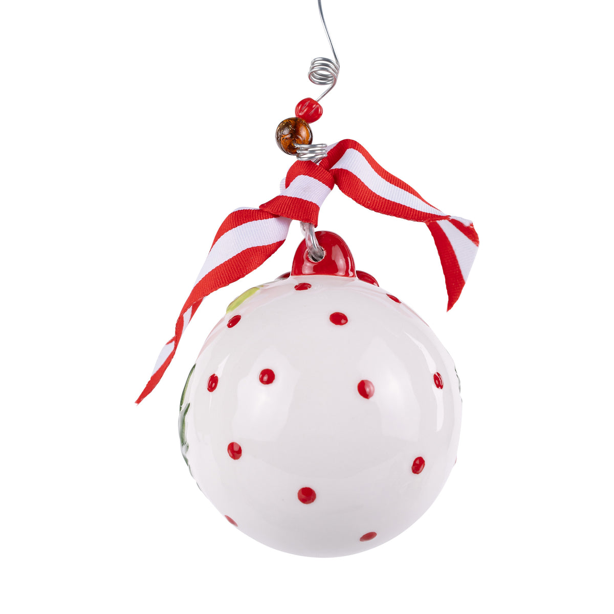 Raised Cardinal Holly Ornament