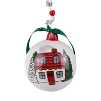 Christmas ornament with a house design on a white background