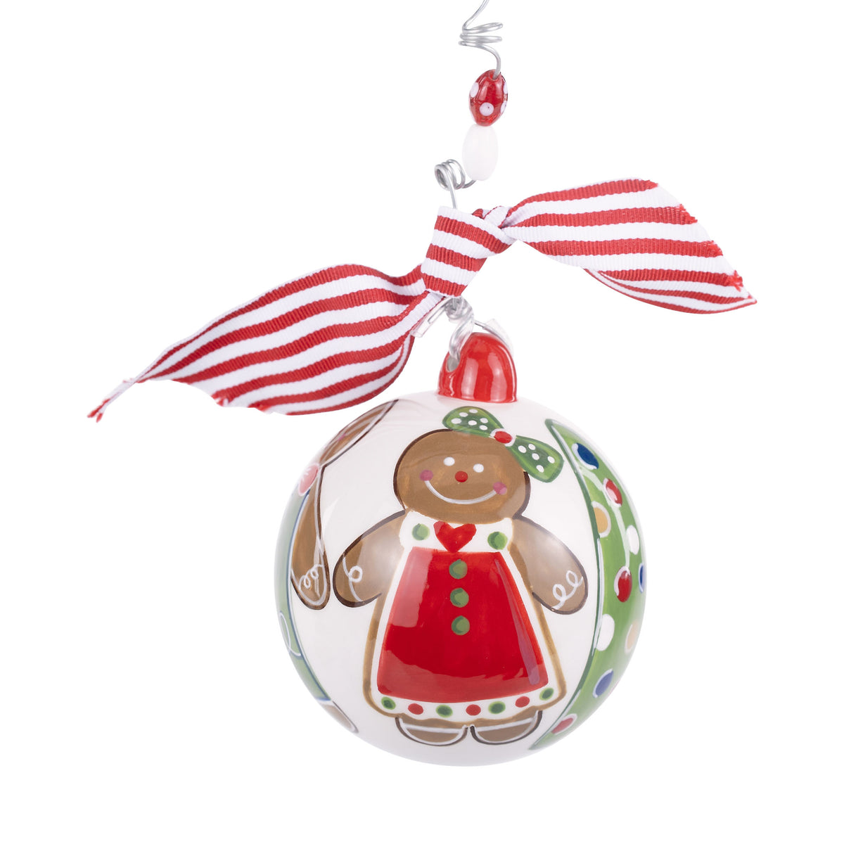 Decorative Christmas ornament with a gingerbread girl design on a white background