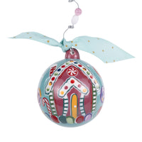 Decorative Christmas ball ornament with colorful design on a white background