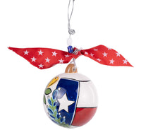 Texas Flag & Yellow Rose Ornament