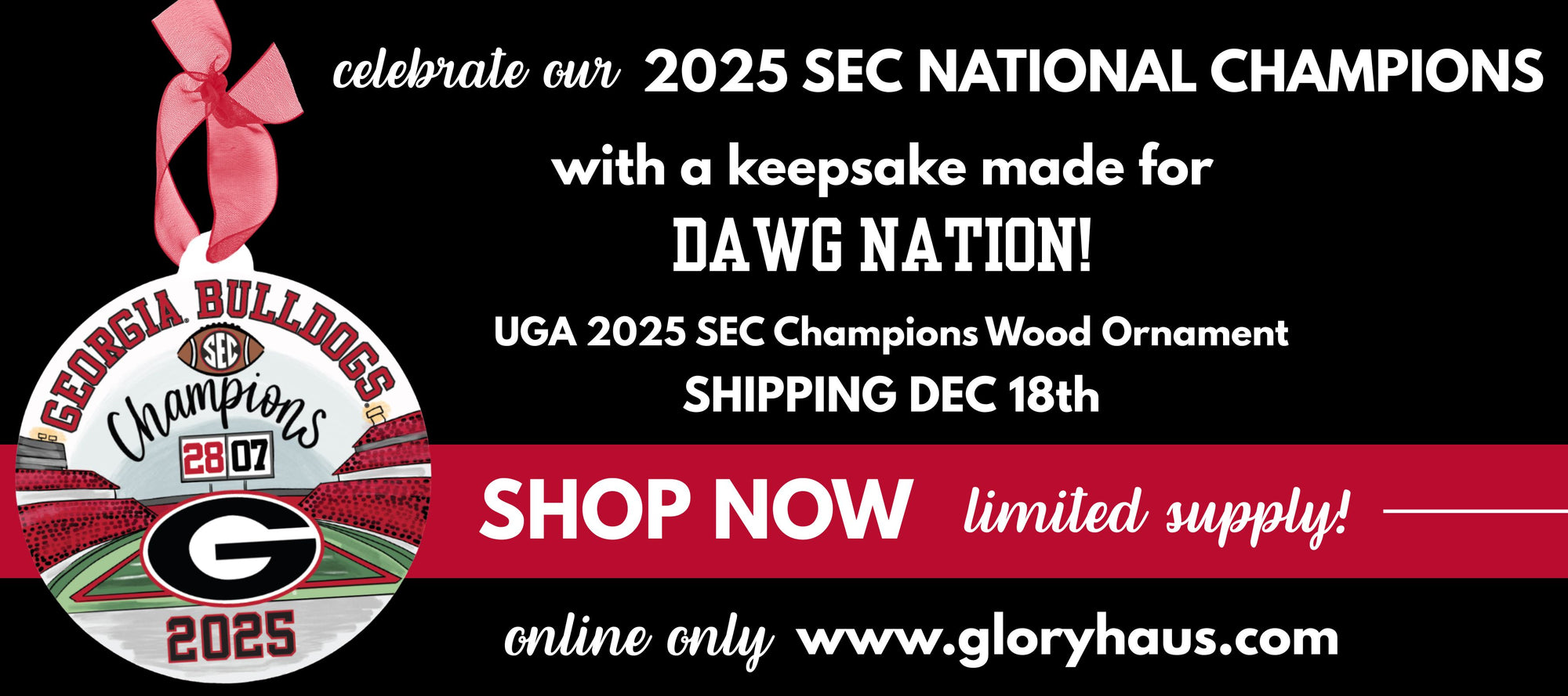 shop uga 2025 sec champions wood ornament