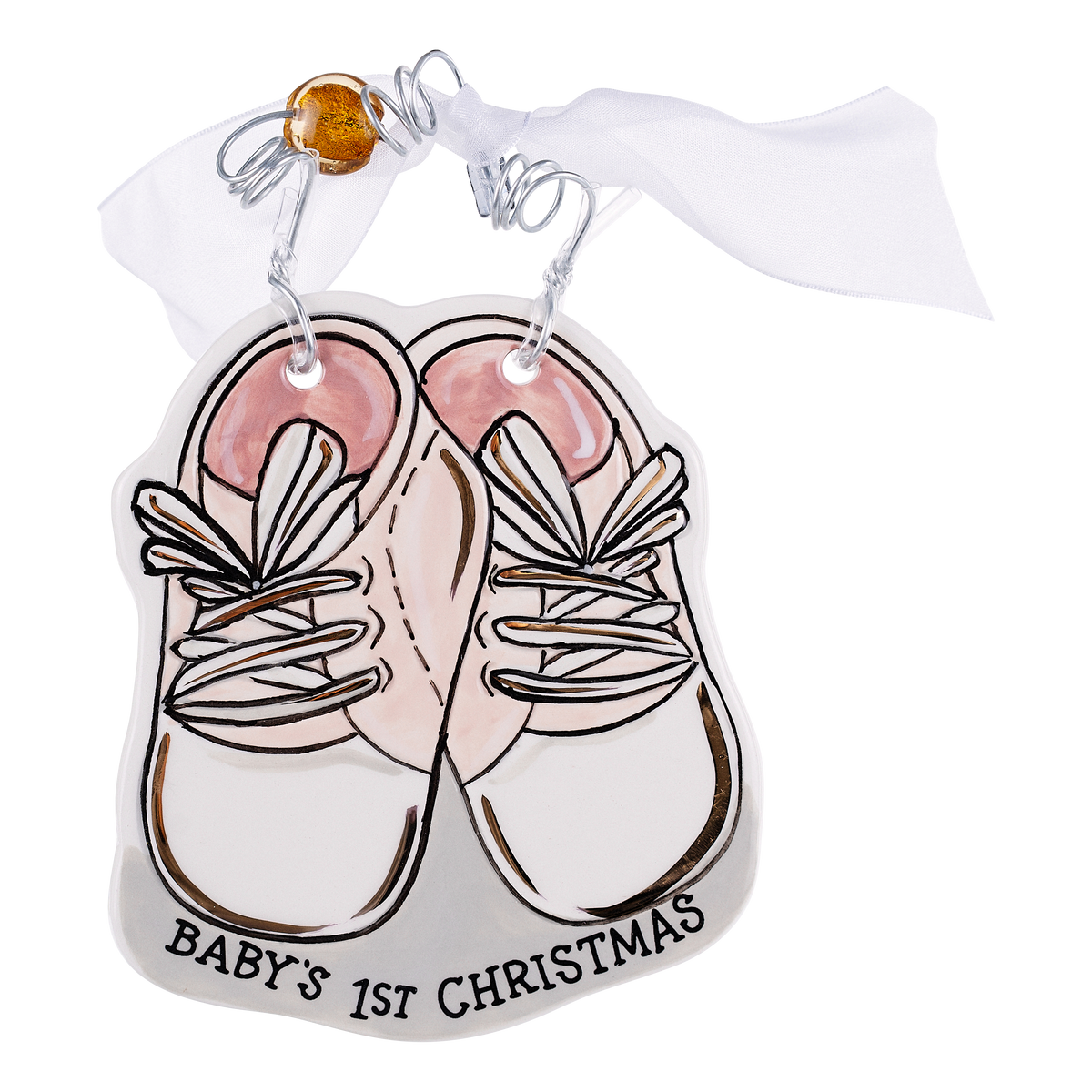 Pink 1st Christmas Baby Shoes Ornament
