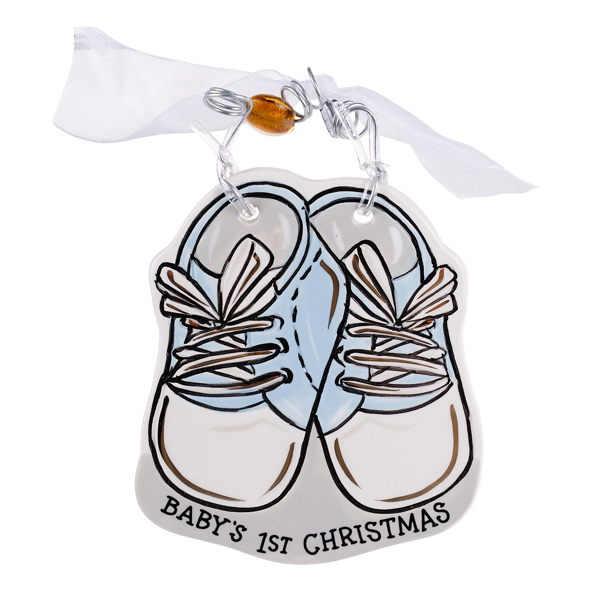 Blue 1st Christmas Baby Shoes Ornament