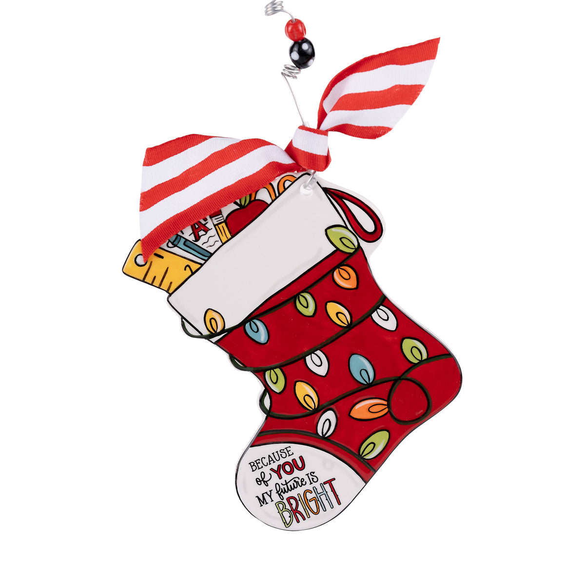 Future Bright Teacher Stocking Flat Ornament
