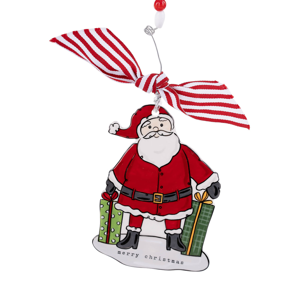 Merry Christmas Santa Flat Ornament