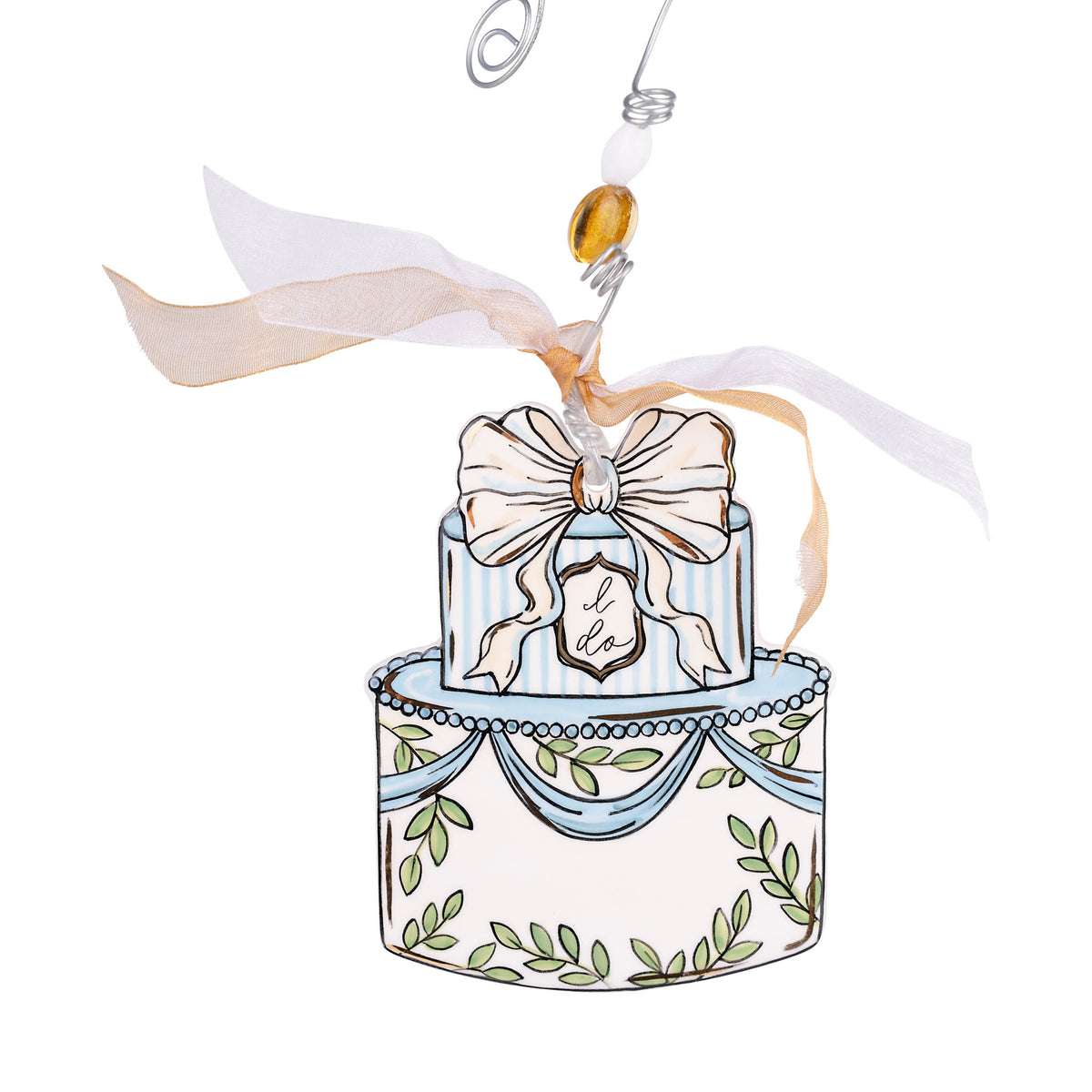 Wedding Cake with Bow Flat Ornament
