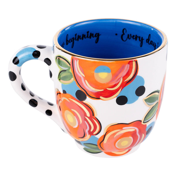 Polka Dot Flower Mug