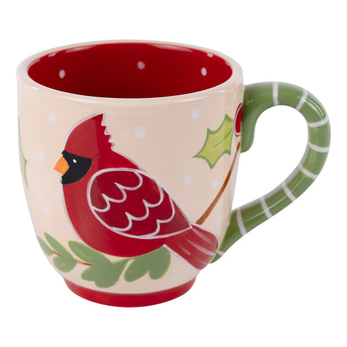 Cardinal Holly Christmas Mug