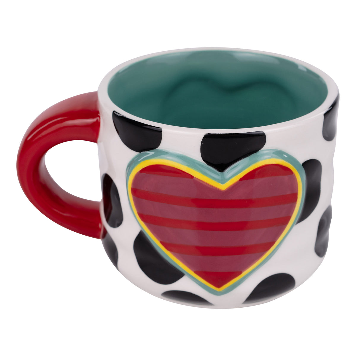 Black & White Polka Dot Heart Mug