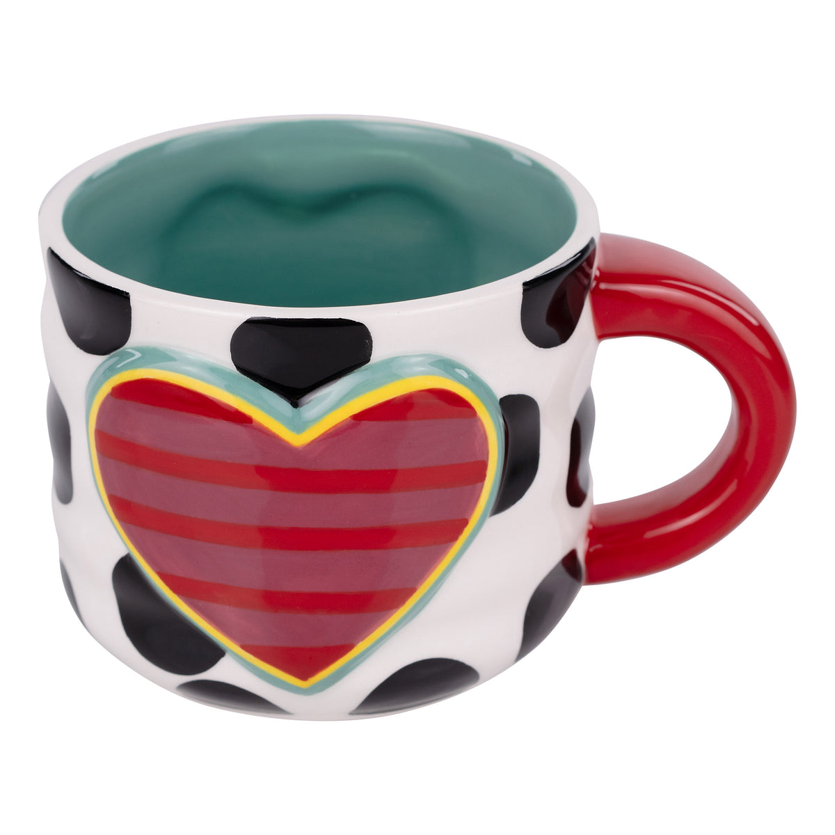 Black & White Polka Dot Heart Mug