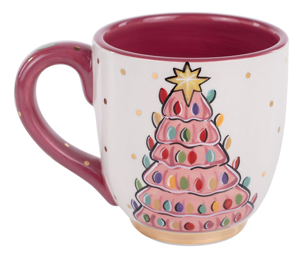 Mug with a Christmas tree design on a white background
