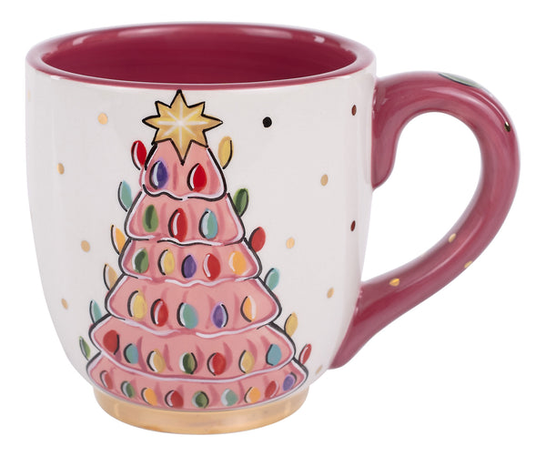 Mug with a Christmas tree design on a white background